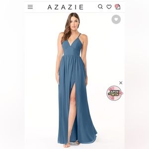 Azazie Aida bridesmaid dress, Bermuda blue